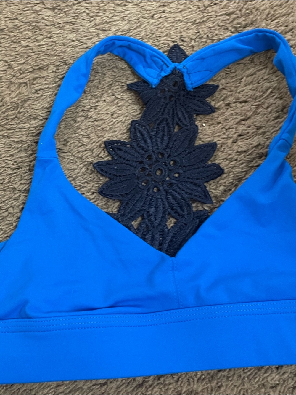 NWOT Aerie Blue Halter Bralette with Navy Lace Back Detail